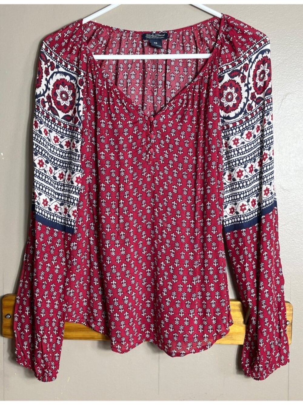 Lucky Brand Petaluna Peasant Top Indie Floral Boho Ethereal Lightweight Women XS - Picture 8 of 9